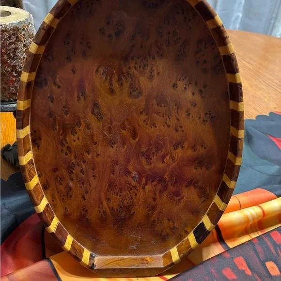 Vintage Handmade oval shape wooden tray,made in Morocco